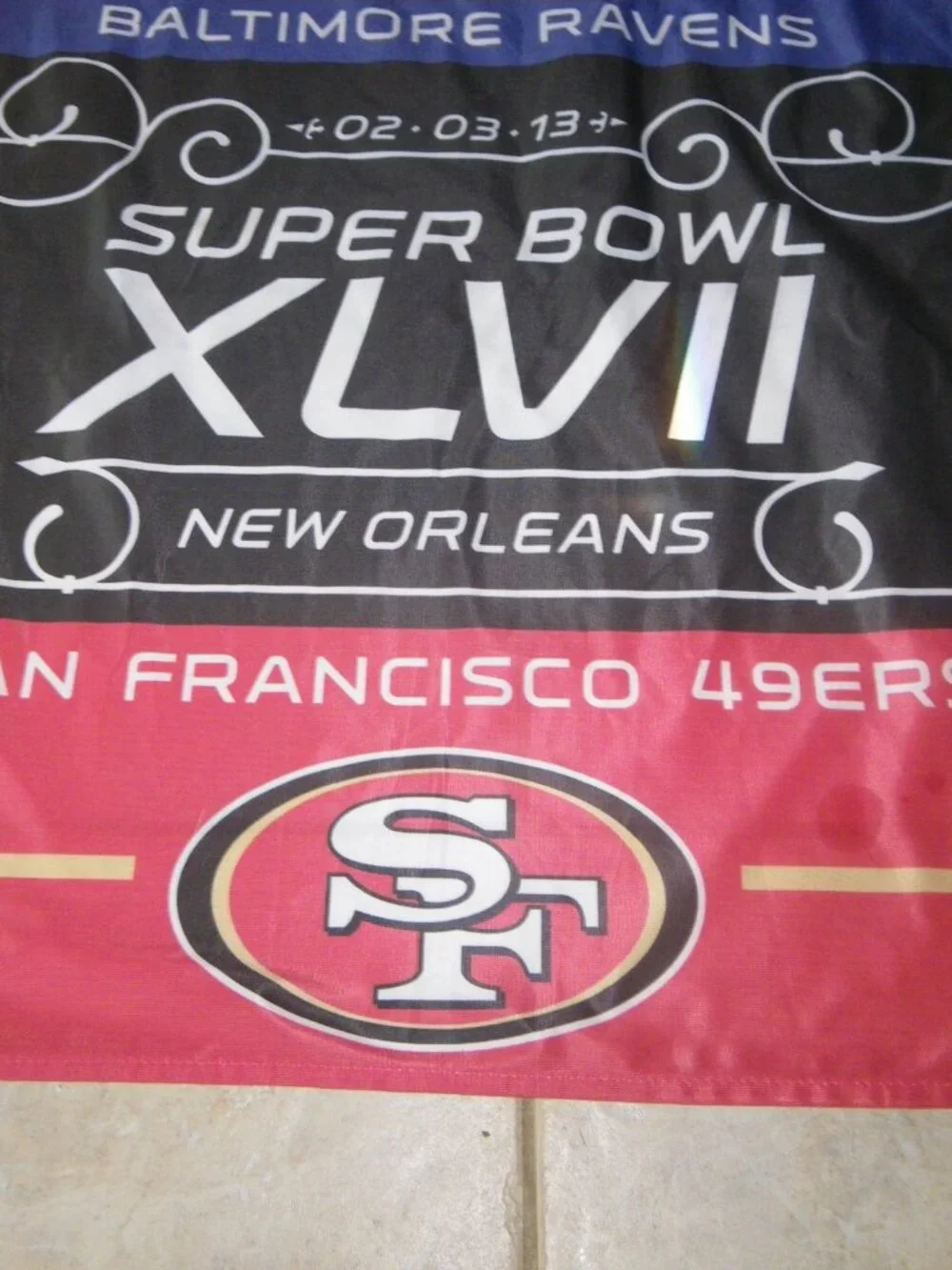 NFL Super Bowl XLVII 02-03-13 Baltimore Ravens vs. San Francisco 49ers Banner